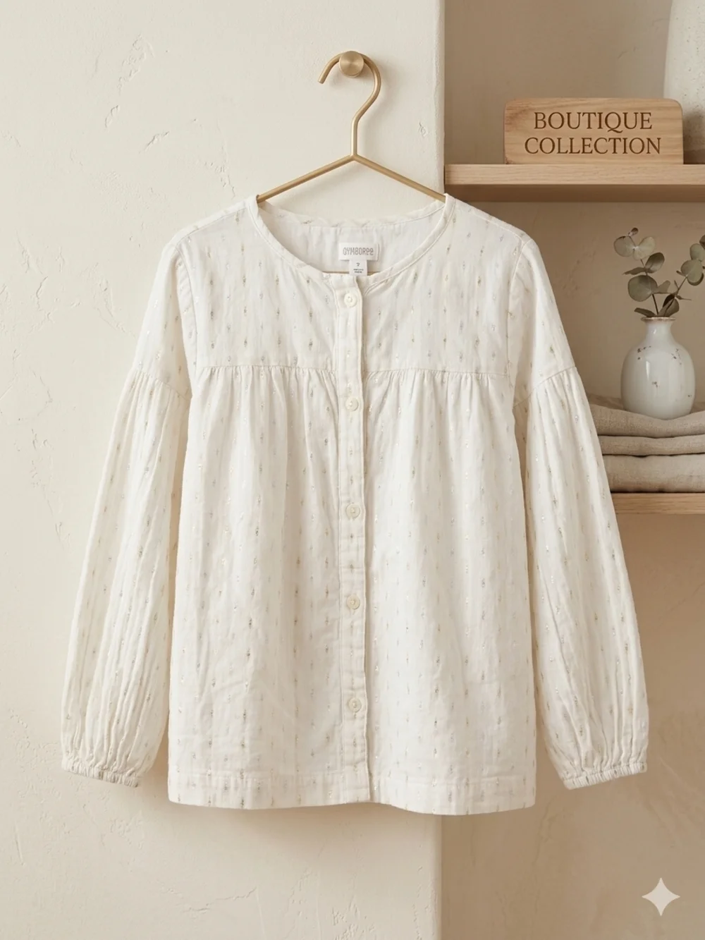 Gymboree Cream Button-Front Peasant Blouse
